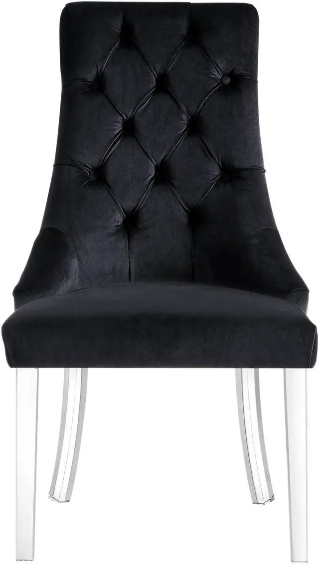 Alt view image 4 of 7 - Inspired Home Natalie Dining Chair - Acrylic Leg | Armless, Black Velvet