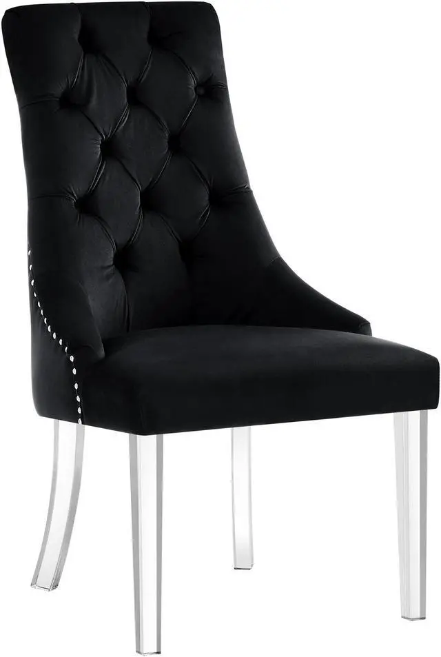 Alt view image 5 of 7 - Inspired Home Natalie Dining Chair - Acrylic Leg | Armless, Black Velvet