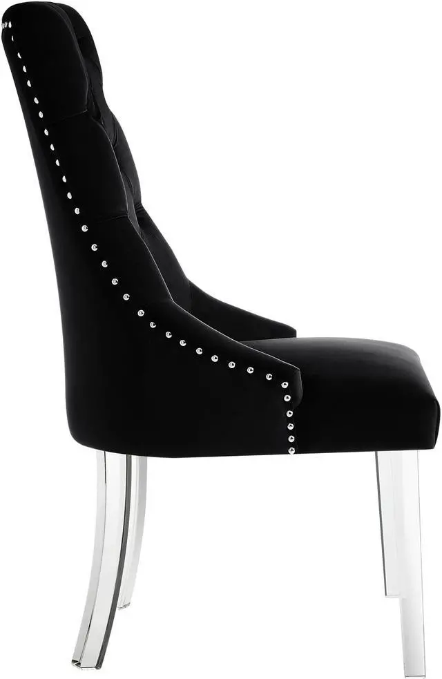 Alt view image 6 of 7 - Inspired Home Natalie Dining Chair - Acrylic Leg | Armless, Black Velvet