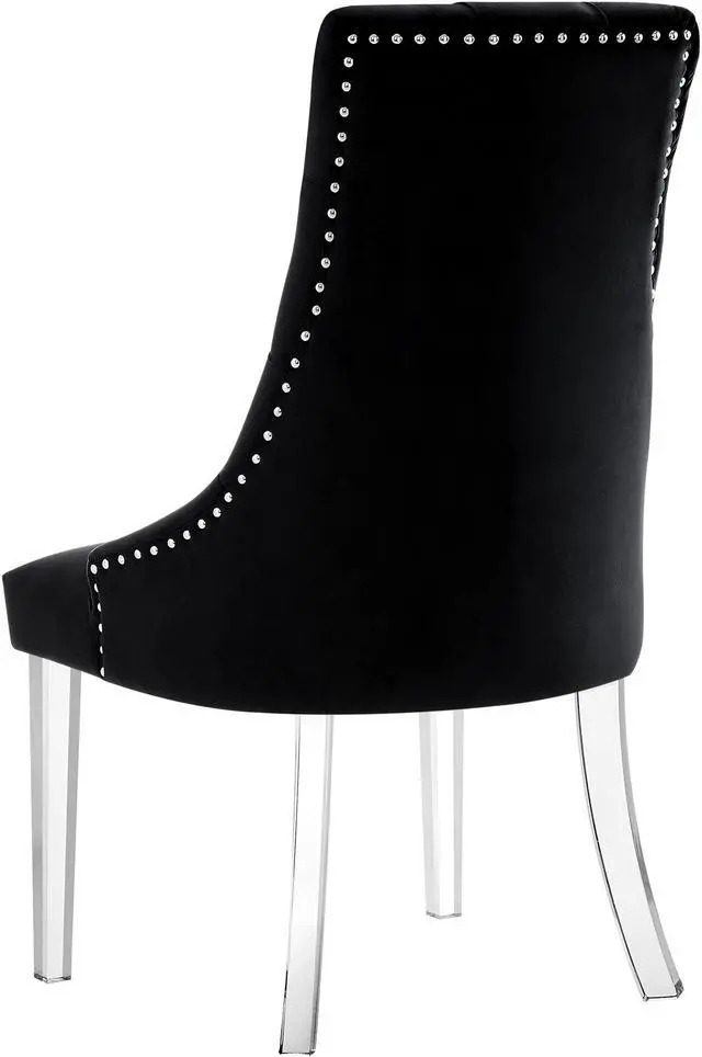 Alt view image 7 of 7 - Inspired Home Natalie Dining Chair - Acrylic Leg | Armless, Black Velvet