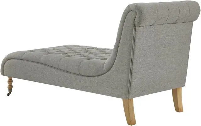 Alt view image 4 of 6 - Rustic Manor Melani Chaise Lounge - Button Tufted | Front Wheel Casters, Grey Linen