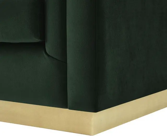 Alt view image 4 of 6 - Inspired Home Khyree Club Chair - Upholstered | Gold Base, Square Arms, Hunter Green Velvet