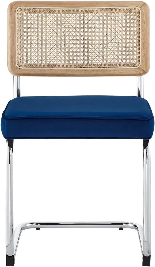 Alt view image 2 of 7 - Loft Lyfe Laynie Dining Chair Seat (Set of 2) - Armless | Rattan Imitation, Navy Velvet