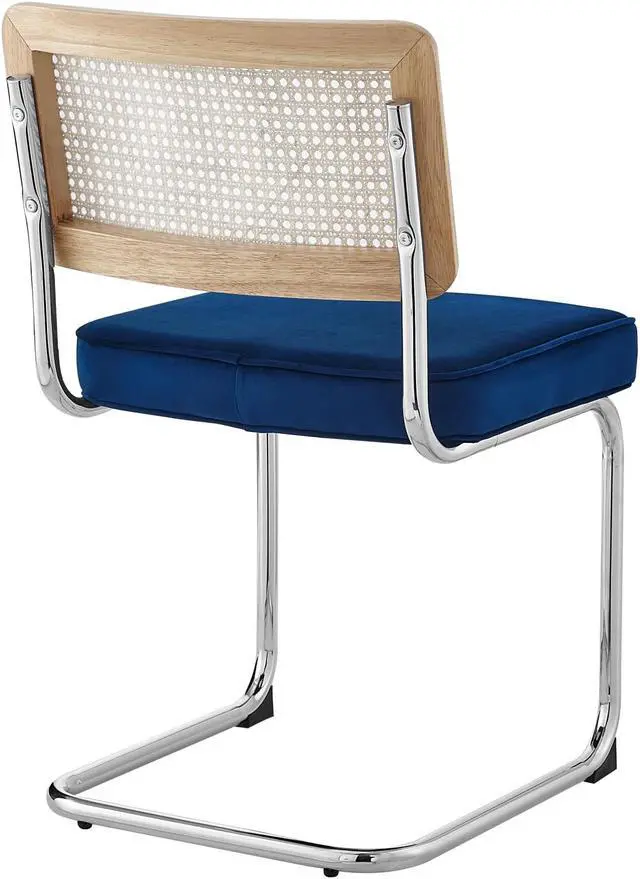 Alt view image 5 of 7 - Loft Lyfe Laynie Dining Chair Seat (Set of 2) - Armless | Rattan Imitation, Navy Velvet