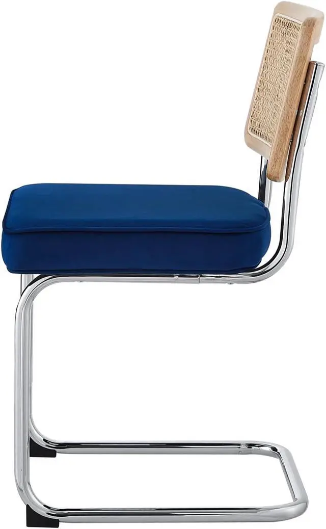 Alt view image 4 of 7 - Loft Lyfe Laynie Dining Chair Seat (Set of 2) - Armless | Rattan Imitation, Navy Velvet