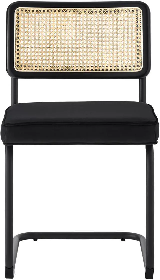 Alt view image 2 of 7 - Loft Lyfe Laynie Dining Chair Seat (Set of 2) - Armless | Rattan Imitation, Black Velvet