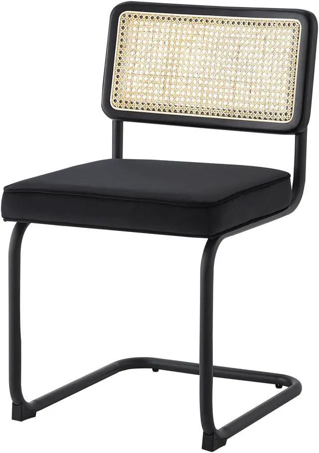 Alt view image 3 of 7 - Loft Lyfe Laynie Dining Chair Seat (Set of 2) - Armless | Rattan Imitation, Black Velvet