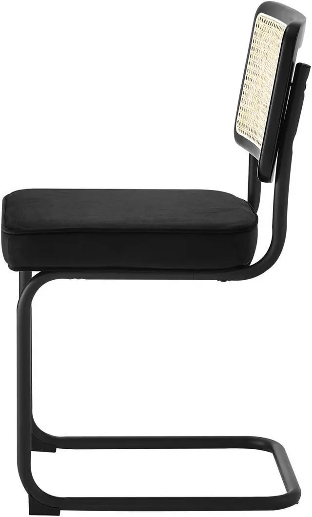 Alt view image 4 of 7 - Loft Lyfe Laynie Dining Chair Seat (Set of 2) - Armless | Rattan Imitation, Black Velvet