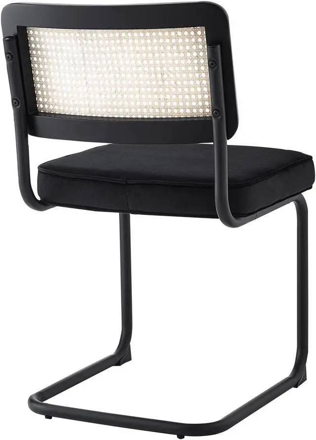 Alt view image 5 of 7 - Loft Lyfe Laynie Dining Chair Seat (Set of 2) - Armless | Rattan Imitation, Black Velvet