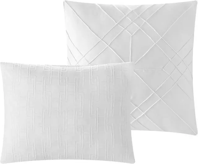 Alt view image 2 of 4 - Grace Living Gavriel 5pc Full/Queen Comforter Set - 2 Pillow Shams, 2 Decorative Pillows, 1 Comforter | Pleated, White Polyester