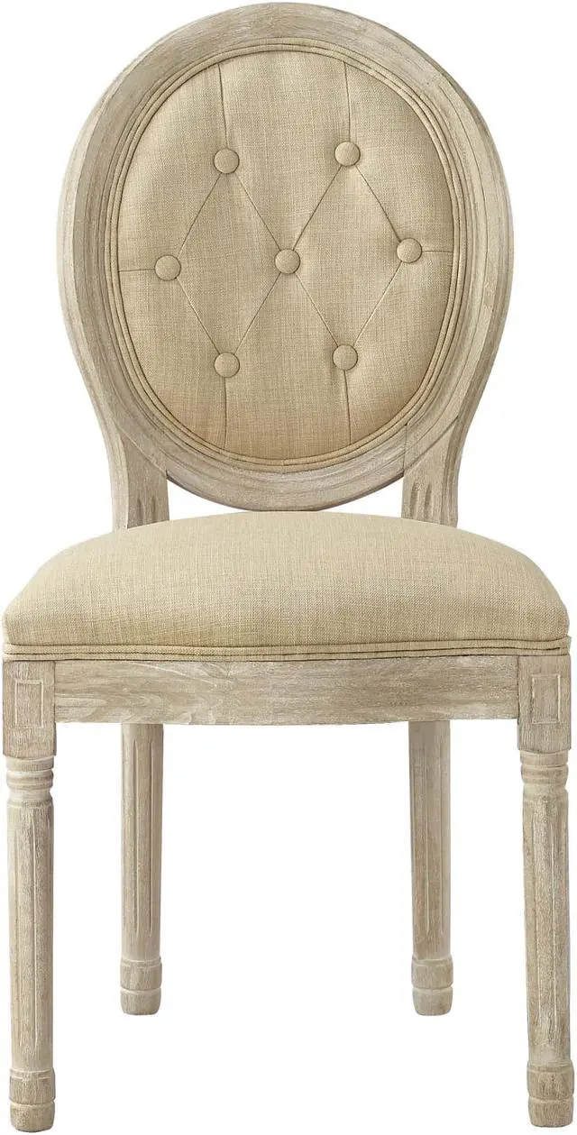 Alt view image 2 of 7 - Rustic Manor Avaleigh Dining Chair - Armless, Upholstered | Button Tufted, Oval Back, Beige Linen