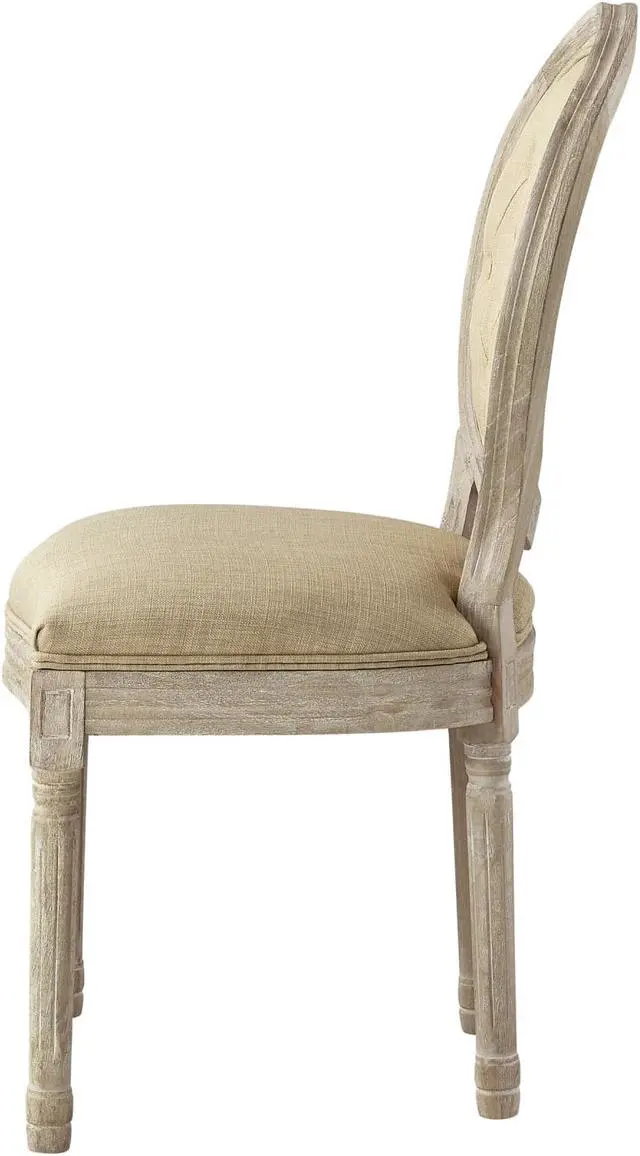 Alt view image 3 of 7 - Rustic Manor Avaleigh Dining Chair - Armless, Upholstered | Button Tufted, Oval Back, Beige Linen