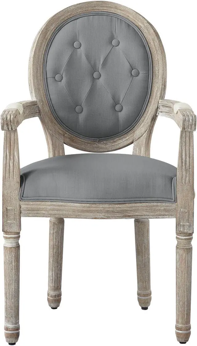 Alt view image 2 of 7 - Rustic Manor Avaleigh Dining Chair - Upholstered | Button Tufted, Oval Back, Grey Linen