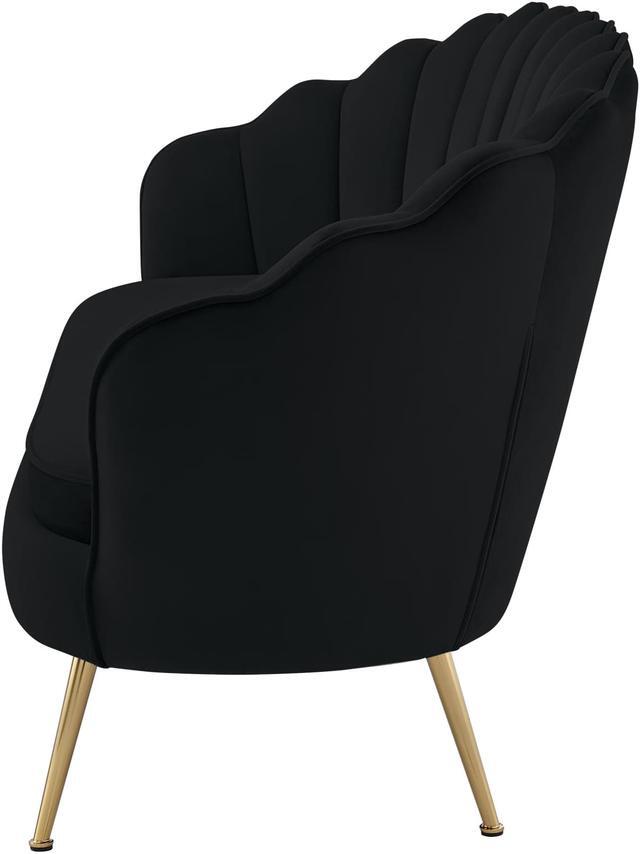 Alt view image 4 of 7 - Nicole Miller Elani Loveseat - Upholstered Channel Tufted | Scalloped Edges, Black Velvet