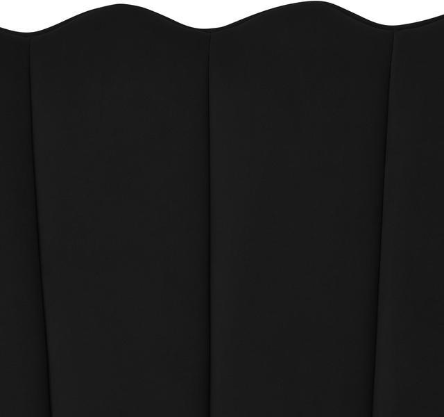 Alt view image 5 of 7 - Nicole Miller Elani Loveseat - Upholstered Channel Tufted | Scalloped Edges, Black Velvet