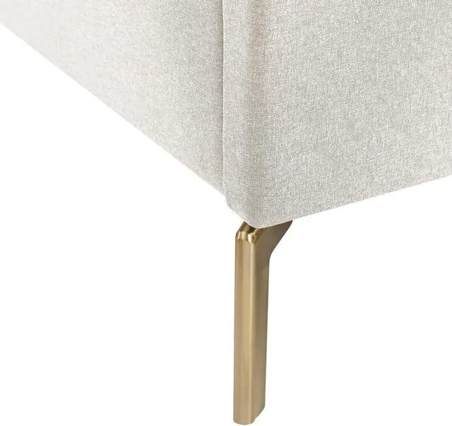 Alt view image 5 of 6 - Inspired Home Laron Platform Bed - Upholstered | Wingback Channel Tufted Headboard, Oblique Legs, Light Beige Linen