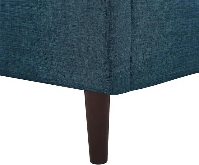 Alt view image 6 of 7 - Rustic Manor Averee Platform Bed - Upholstered | Wingback Headboard, Nailhead Trim, Navy Linen