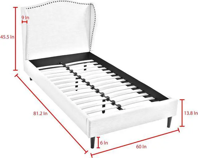 Alt view image 7 of 7 - Rustic Manor Averee Platform Bed - Upholstered | Wingback Headboard, Nailhead Trim, Navy Linen
