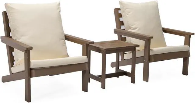 Alt view image 2 of 7 - Inspired Home Kambrie Outdoor 3pc Seating Group - Set Includes: 2 Armchairs, 1 Side Table | Indoor, Outdoor, All-Weather, Removable and Washable Cushions, Teak
