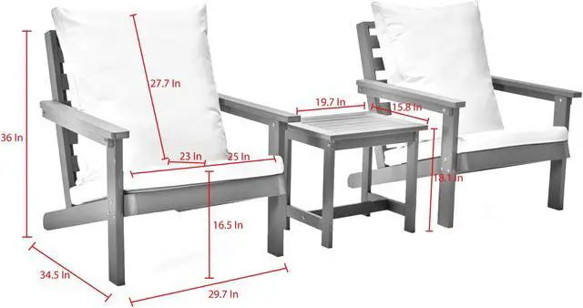 Alt view image 7 of 7 - Inspired Home Kambrie Outdoor 3pc Seating Group - Set Includes: 2 Armchairs, 1 Side Table | Indoor, Outdoor, All-Weather, Removable and Washable Cushions, Teak
