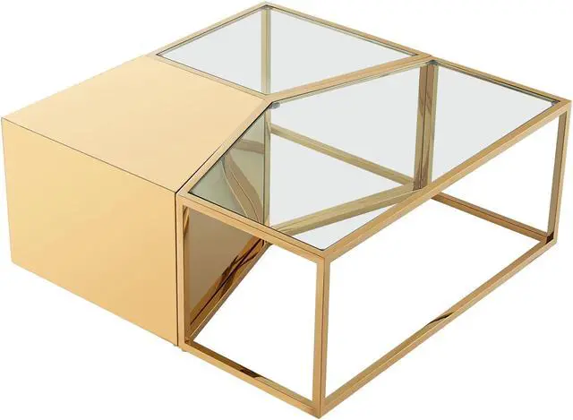 Alt view image 2 of 5 - Inspired Home Mehki Coffee Table - 3 Pieces | Metal Open Frame, Gold