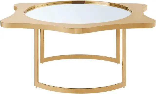 Alt view image 5 of 7 - Inspired Home Perseus Coffee Table - Mirrored Top | Abstract Shape, Gold
