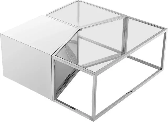 Alt view image 2 of 5 - Inspired Home Mehki Coffee Table - 3 Pieces | Metal Open Frame, Chrome