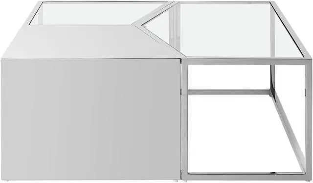 Alt view image 3 of 5 - Inspired Home Mehki Coffee Table - 3 Pieces | Metal Open Frame, Chrome