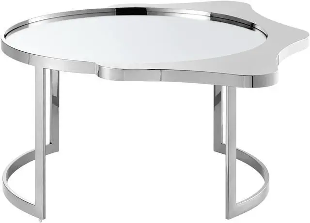 Alt view image 2 of 7 - Inspired Home Perseus Coffee Table - Mirrored Top | Abstract Shape, Chrome