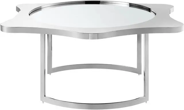 Alt view image 5 of 7 - Inspired Home Perseus Coffee Table - Mirrored Top | Abstract Shape, Chrome
