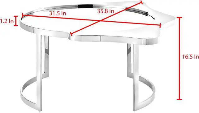 Alt view image 7 of 7 - Inspired Home Perseus Coffee Table - Mirrored Top | Abstract Shape, Chrome