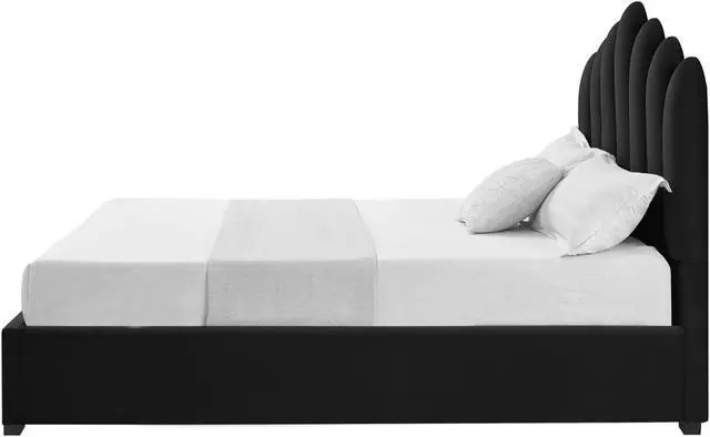 Alt view image 5 of 7 - Inspired Home Macario Platform Bed - storage compartment,upholstered | space-saving lift-up design, Black Velvet