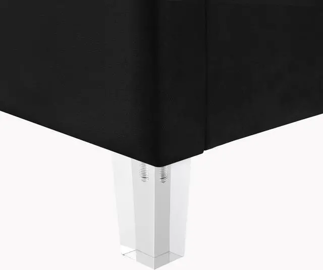 Alt view image 4 of 5 - Inspired Home Matix Platform Bed - upholstered, deep channel tufted design | clear acrylic legs, Black Velvet