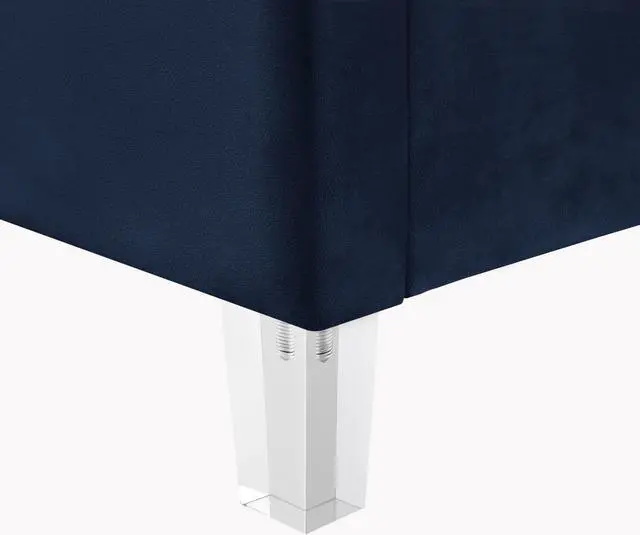 Alt view image 5 of 6 - Inspired Home Matix Platform Bed - upholstered, deep channel tufted design | clear acrylic legs, Navy Velvet