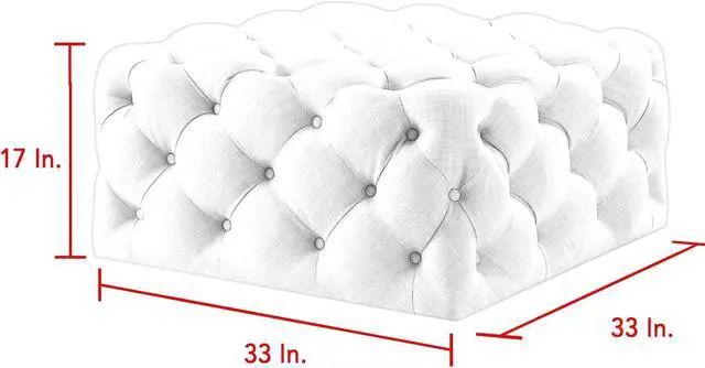 Alt view image 7 of 7 - Inspired Home Dustin Cocktail Ottoman - Tufted Allover | Castered Legs, Black Linen