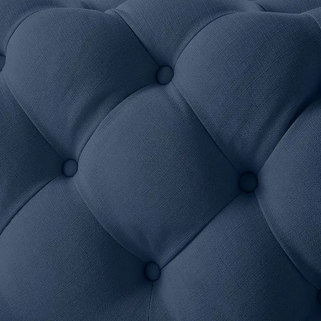 Alt view image 6 of 7 - Inspired Home Dustin Cocktail Ottoman - Tufted Allover | Castered Legs, Navy Linen