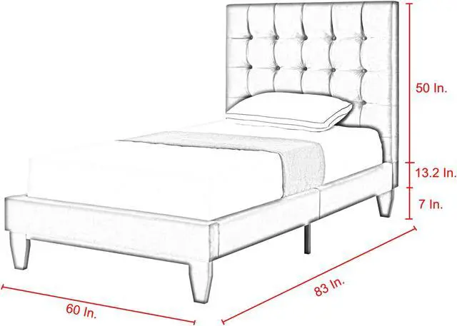 Alt view image 4 of 7 - Georges Grey Linen Platform Bedframe - Full Size | Button Tufted | Upholstered | Modern and Contemporary | Inspired Home