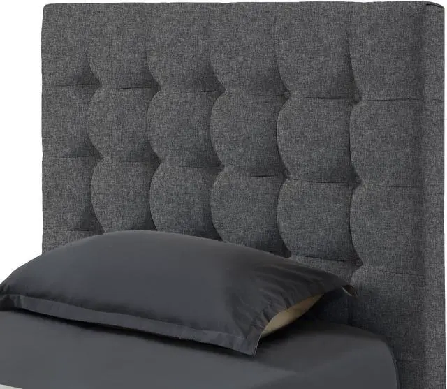 Alt view image 5 of 7 - Georges Grey Linen Platform Bedframe - Full Size | Button Tufted | Upholstered | Modern and Contemporary | Inspired Home