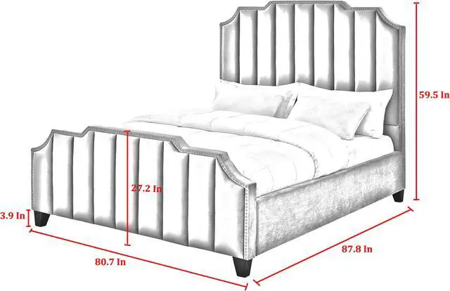 Alt view image 6 of 6 - Inspired Home Lotus Platform Bed - Upholstered | Channel Tufted, Footboard, Slats Included, Pink Velvet