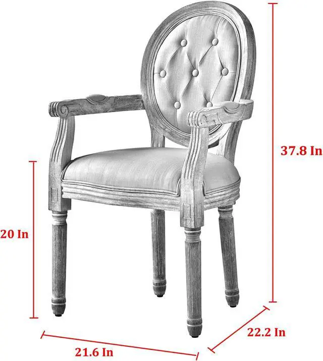 Alt view image 6 of 7 - Rustic Manor Avaleigh Dining Chair - Upholstered | Button Tufted, Oval Back, Grey Linen