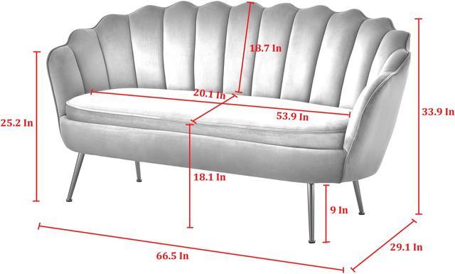 Alt view image 6 of 7 - Nicole Miller Elani Loveseat - Upholstered Channel Tufted | Scalloped Edges, Black Velvet