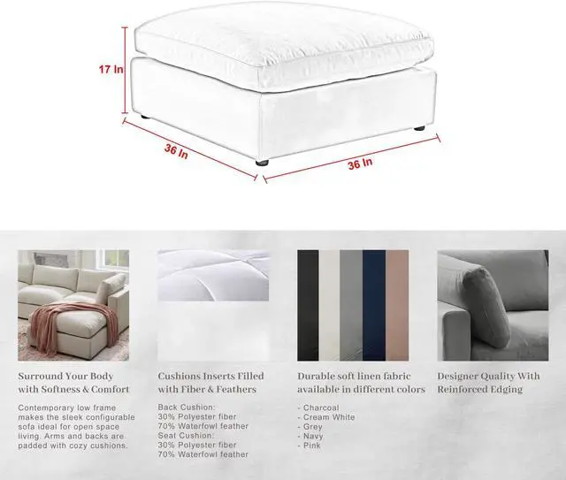 Alt view image 6 of 6 - Rustic Manor Aliya Ottoman - Upholstered, Pink Linen
