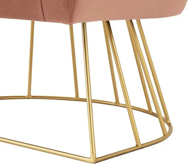 Alt view image 5 of 7 - Lola Blush Velvet Accent Chair - Gold Metal Base | Barrel Shaped Back | Upholstered Button Tufted | Inspired Home