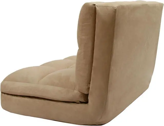 Alt view image 4 of 7 - Loungie Beige Convertible Flip Chair | Micro-Suede | 5-Position Adjustable | Sleeper Dorm Bed Couch Lounger Sofa