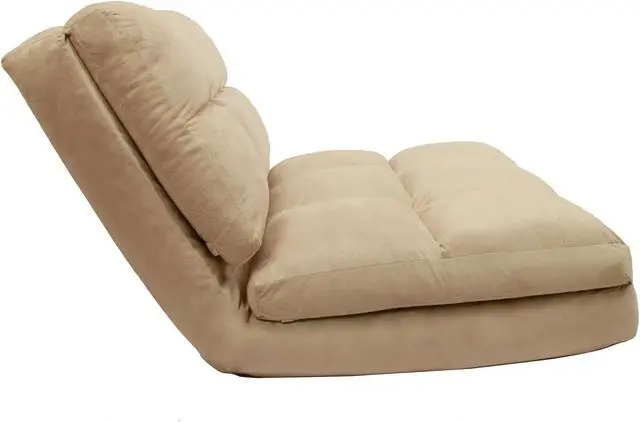 Alt view image 5 of 7 - Loungie Beige Convertible Flip Chair | Micro-Suede | 5-Position Adjustable | Sleeper Dorm Bed Couch Lounger Sofa
