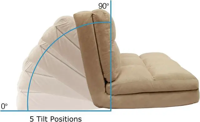 Alt view image 2 of 7 - Loungie Beige Convertible Flip Chair | Micro-Suede | 5-Position Adjustable | Sleeper Dorm Bed Couch Lounger Sofa
