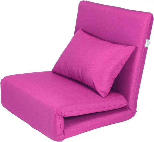 Alt view image 2 of 7 - Relaxie Pink Linen Flipchair - 5-Position Adjustable Back | Sleeper | Dorm Bed | Lounger Seat or Sofa | Loungie