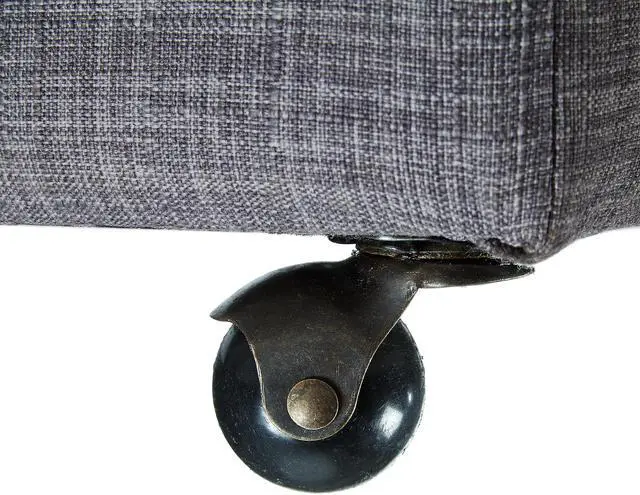 Alt view image 5 of 7 - Elton Light Grey Linen Cube Ottoman - Hidden Storage | Castered Legs | Modern and Contemporary | Inspired Home