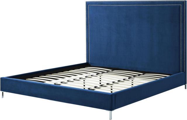 Alt view image 6 of 7 - Mansfield Blue Velvet Platform Bedframe - King Size | Nailhead Trim | Modern and Contemporary | Inspired Home
