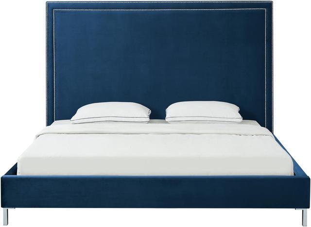 Alt view image 3 of 7 - Mansfield Blue Velvet Platform Bedframe - King Size | Nailhead Trim | Modern and Contemporary | Inspired Home